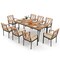 9-Piece Outdoor Dining Set with Natural Acacia Wood Table & Cushioned Chairs
